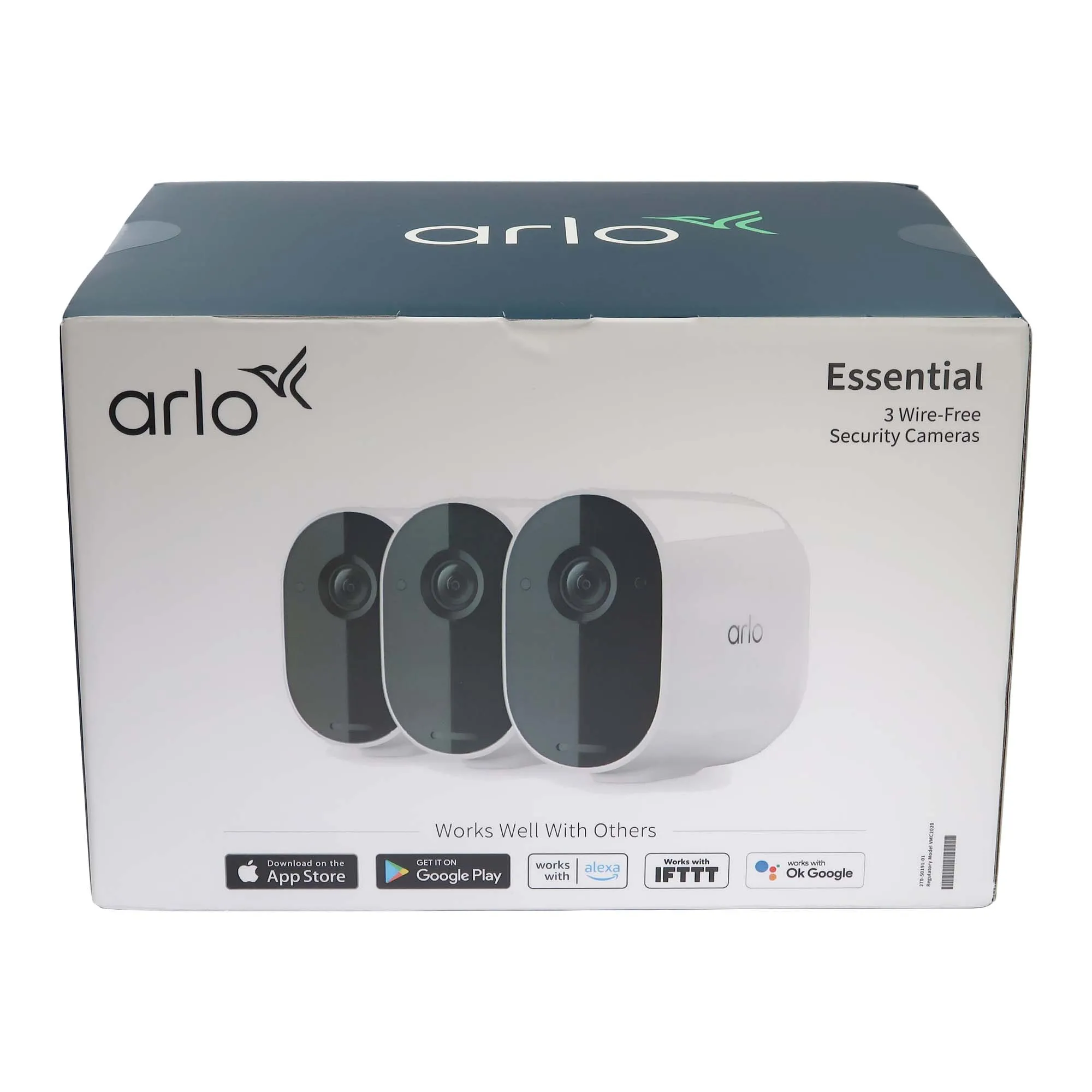 3x Arlo Essential Camera Wire-Free 1080p 2-Way Audio Rechargeable Battery Motion Indoor / Outdoor Security Camera, Works with Alexa & Google Assistant