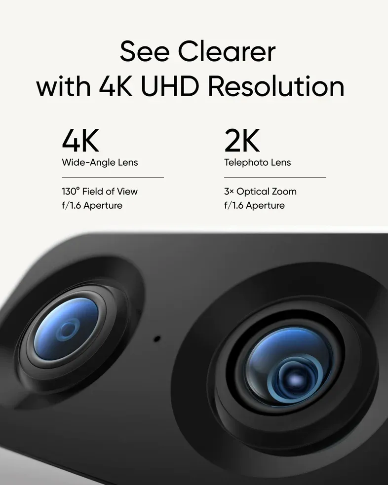 Anker T8416 Indoor Cam S350 Dual Cameras 4K UHD Resolution Security Camera with 8× Zoom and 360° PTZ Human/Pet AI Pet Camera/Home Security Dual-Band Wi-Fi