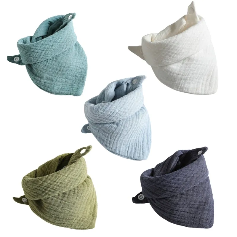 Baby Cotton Triangle Scarf Bib For Burp Cloth & Bandana (3pcs & 5Pcs Sets)