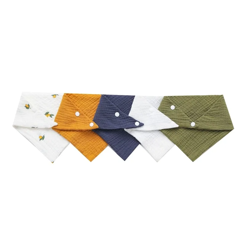 Baby Cotton Triangle Scarf Bib For Burp Cloth & Bandana (3pcs & 5Pcs Sets)