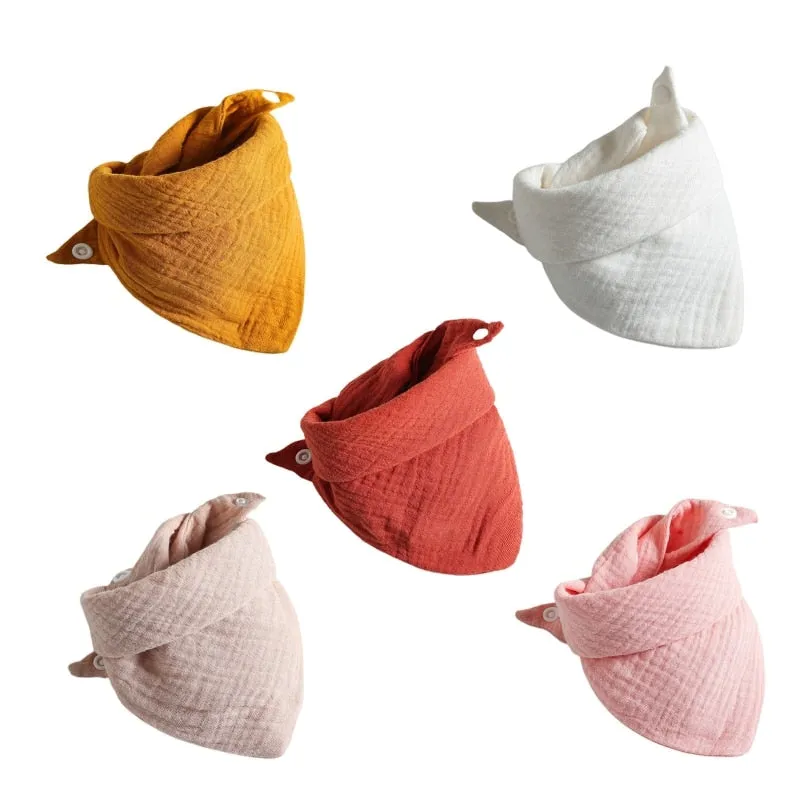 Baby Cotton Triangle Scarf Bib For Burp Cloth & Bandana (3pcs & 5Pcs Sets)