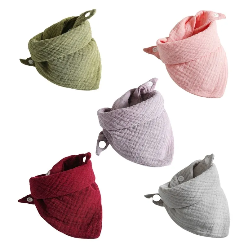 Baby Cotton Triangle Scarf Bib For Burp Cloth & Bandana (3pcs & 5Pcs Sets)