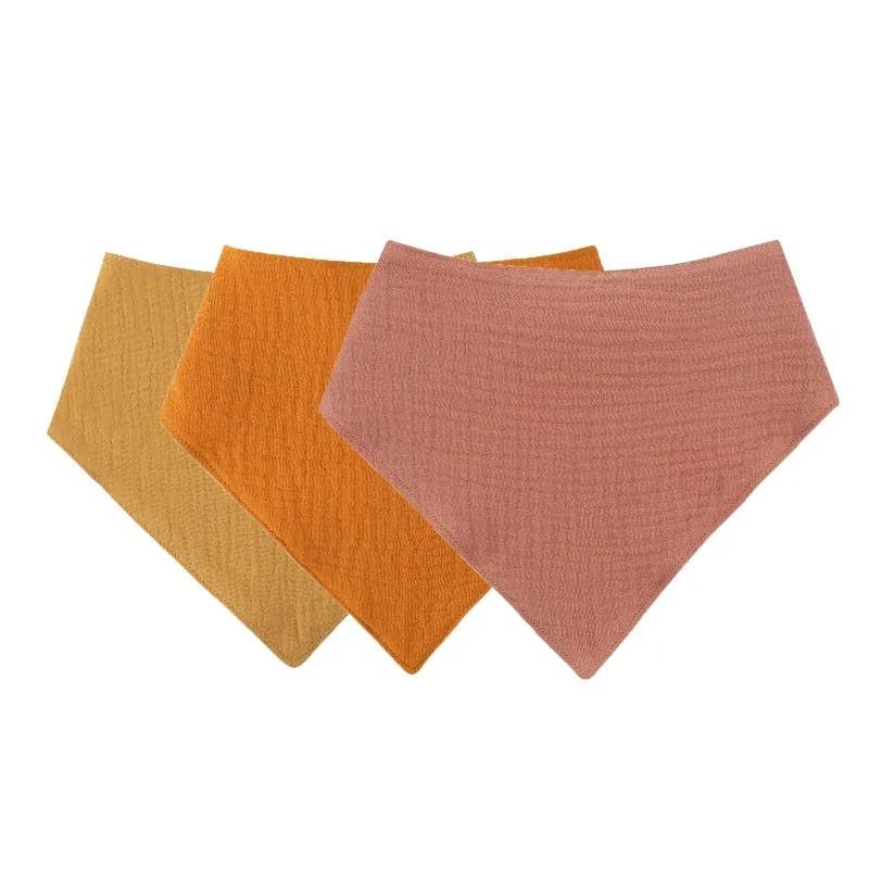 Baby Cotton Triangle Scarf Bib For Burp Cloth & Bandana (3pcs & 5Pcs Sets)