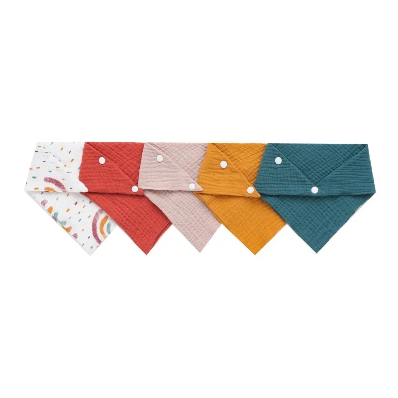 Baby Cotton Triangle Scarf Bib For Burp Cloth & Bandana (3pcs & 5Pcs Sets)