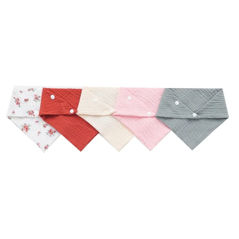 Baby Cotton Triangle Scarf Bib For Burp Cloth & Bandana (3pcs & 5Pcs Sets)