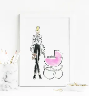 Baby   Mama Nursery Art Print (pink)