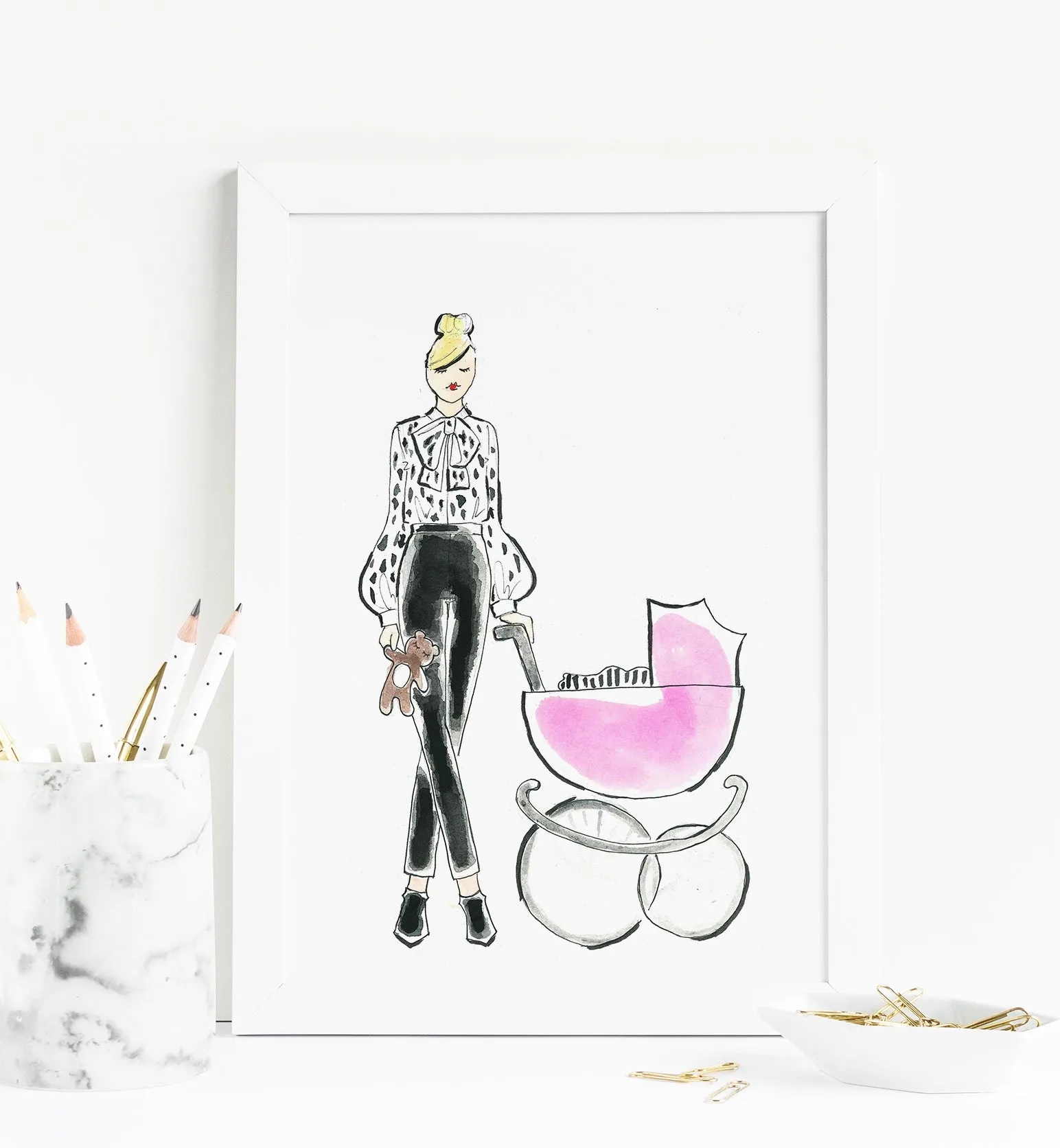 Baby   Mama Nursery Art Print (pink)