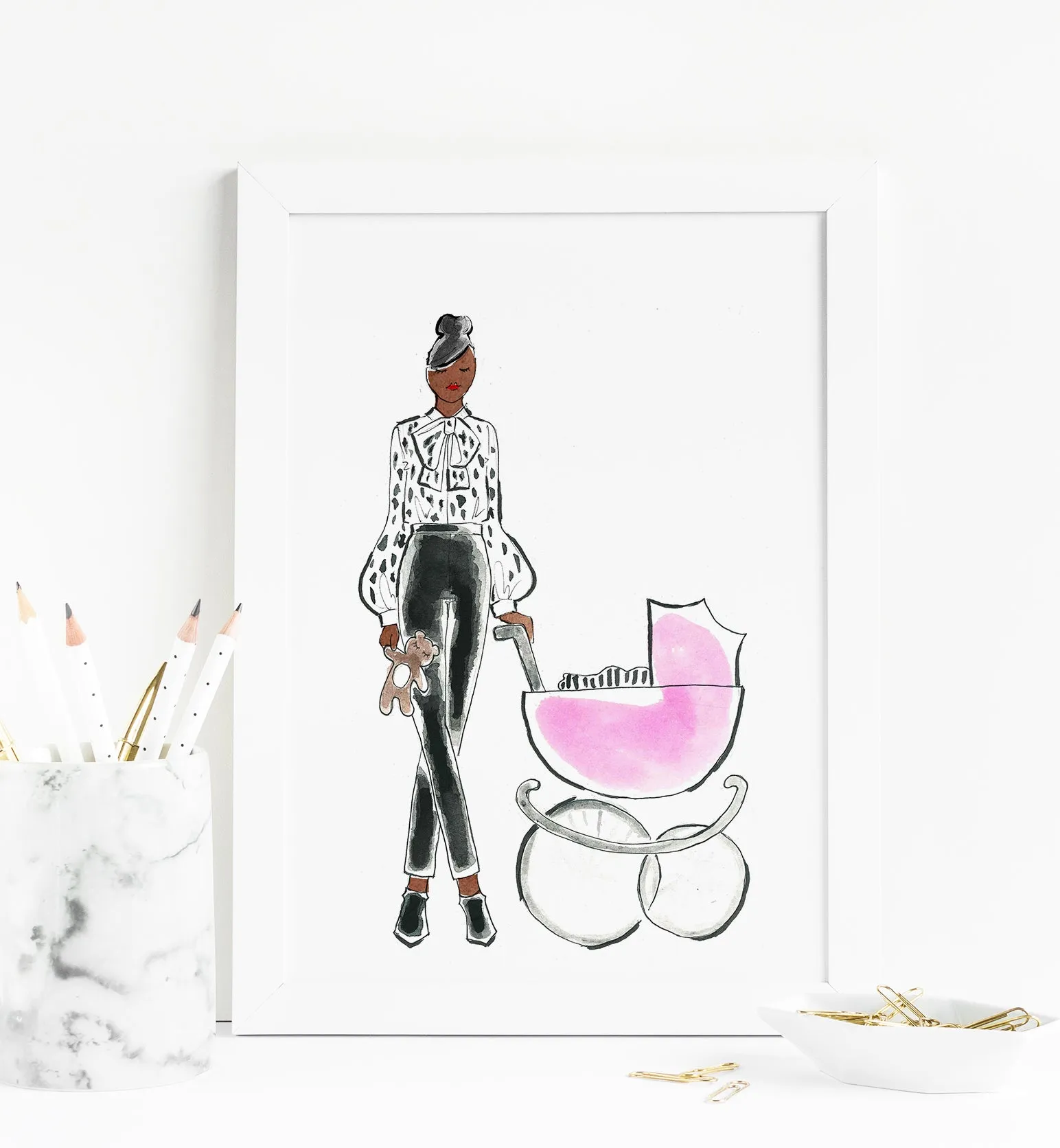 Baby   Mama Nursery Art Print (pink)