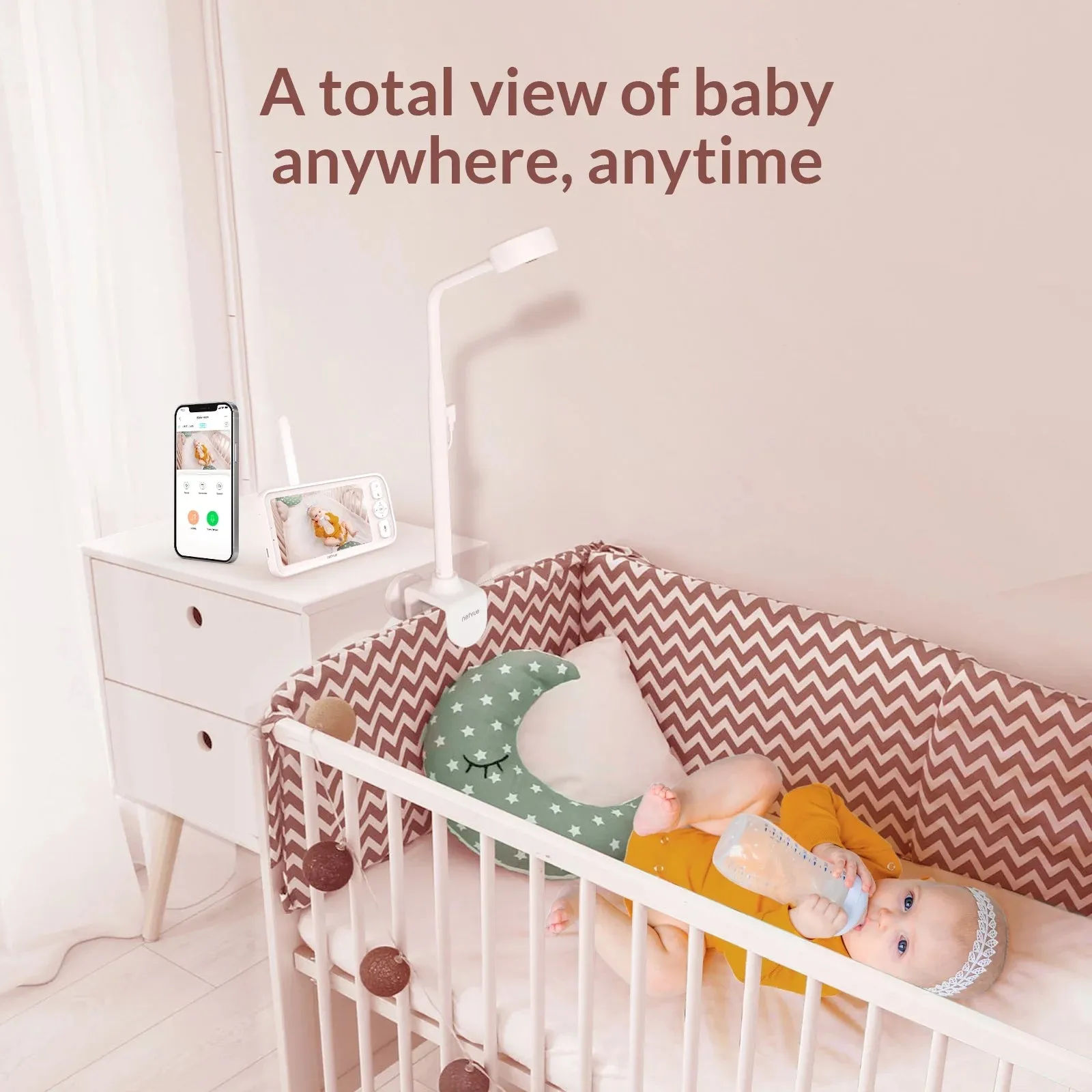 Baby Monitor with Camera and Audio,  Peekababy 1080P HD 5" Video Monitors Security Cameras