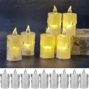 Bennort Electric LED Tea Light Candles Set of 12 Flameless & Smokeless Decorative Warm Ambient Acrylic Big Tea Light Candles Battery Operated for Festival,Christmas,Home Decoration (Pack of 12)