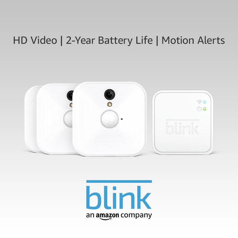 Blink Indoor Home Security Camera System | with Motion Detection, HD Video, 2-year Battery Life and Cloud Storage Included | 3-Camera Kit