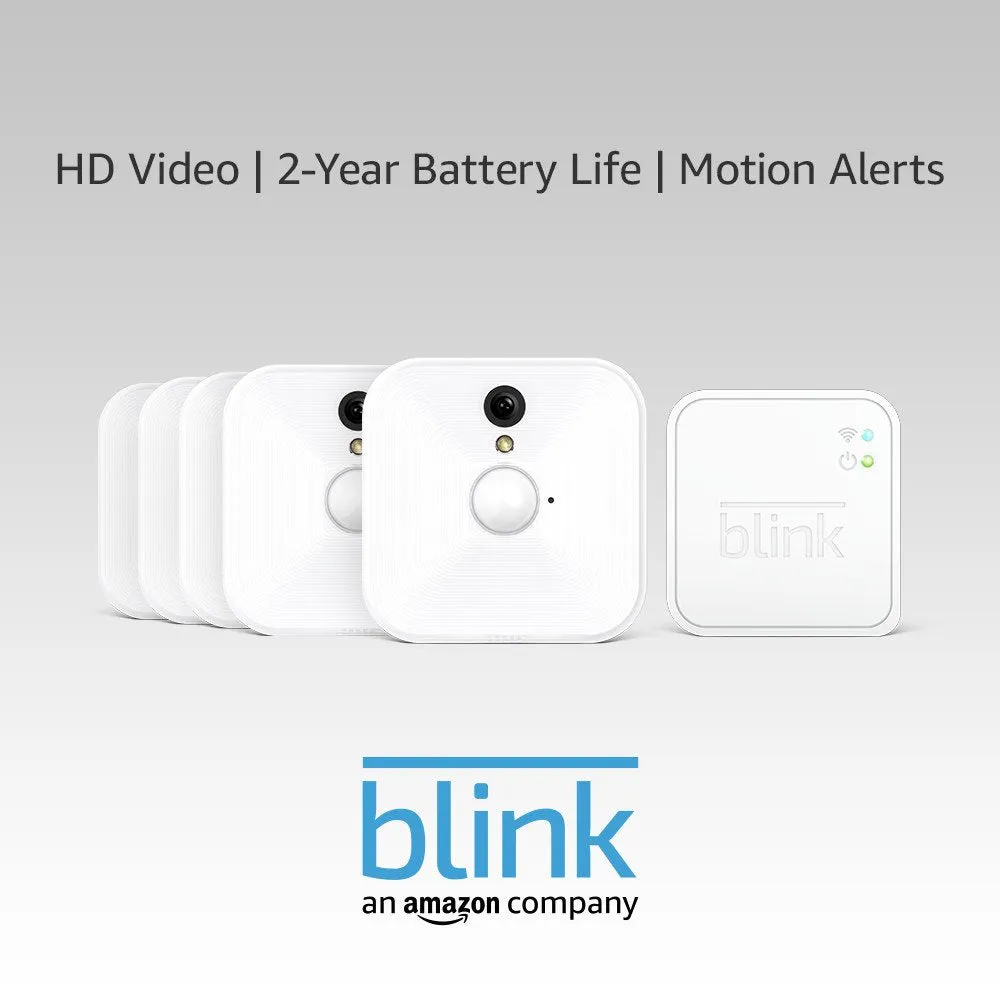 Blink Indoor Home Security Camera System | with Motion Detection, HD Video, 2-year Battery Life and Cloud Storage Included | 5-Camera Kit