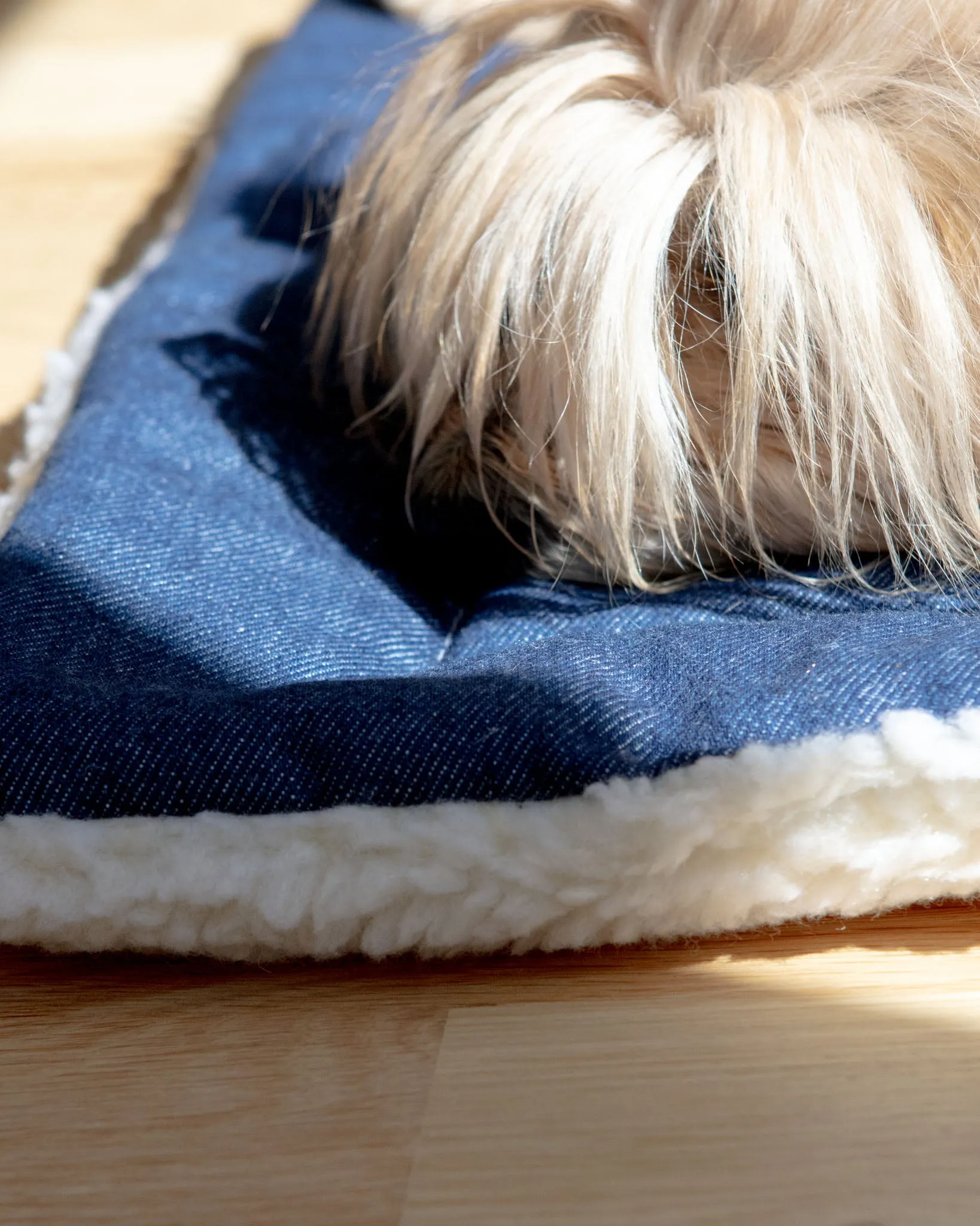 Blue Denim & Shearling Pet Napping Mat (Made in the USA)