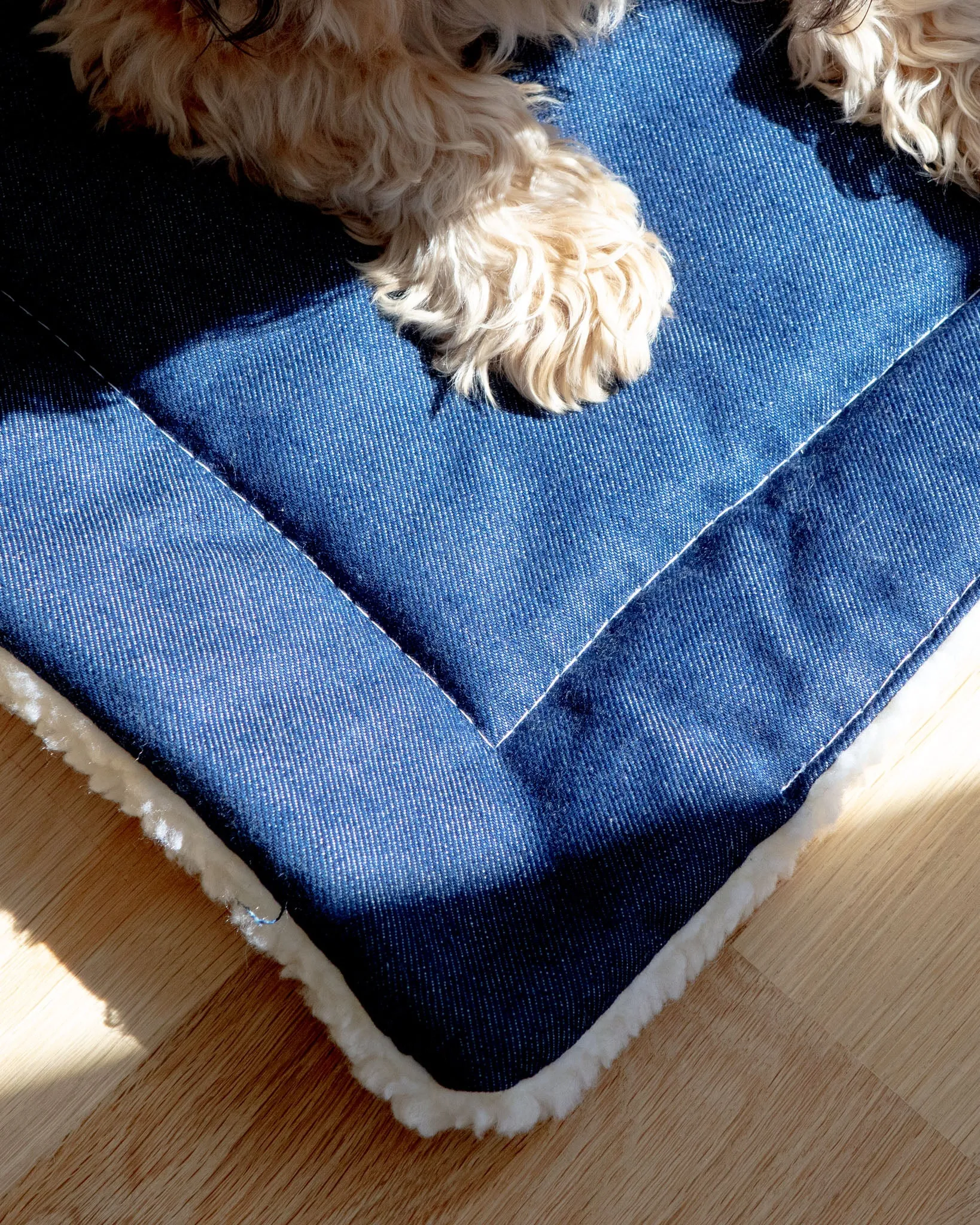 Blue Denim & Shearling Pet Napping Mat (Made in the USA)