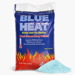 Blue Heat Ice Melt Pellets Deicer and Snow Removal for Driveway, 50 Pounds, Blue