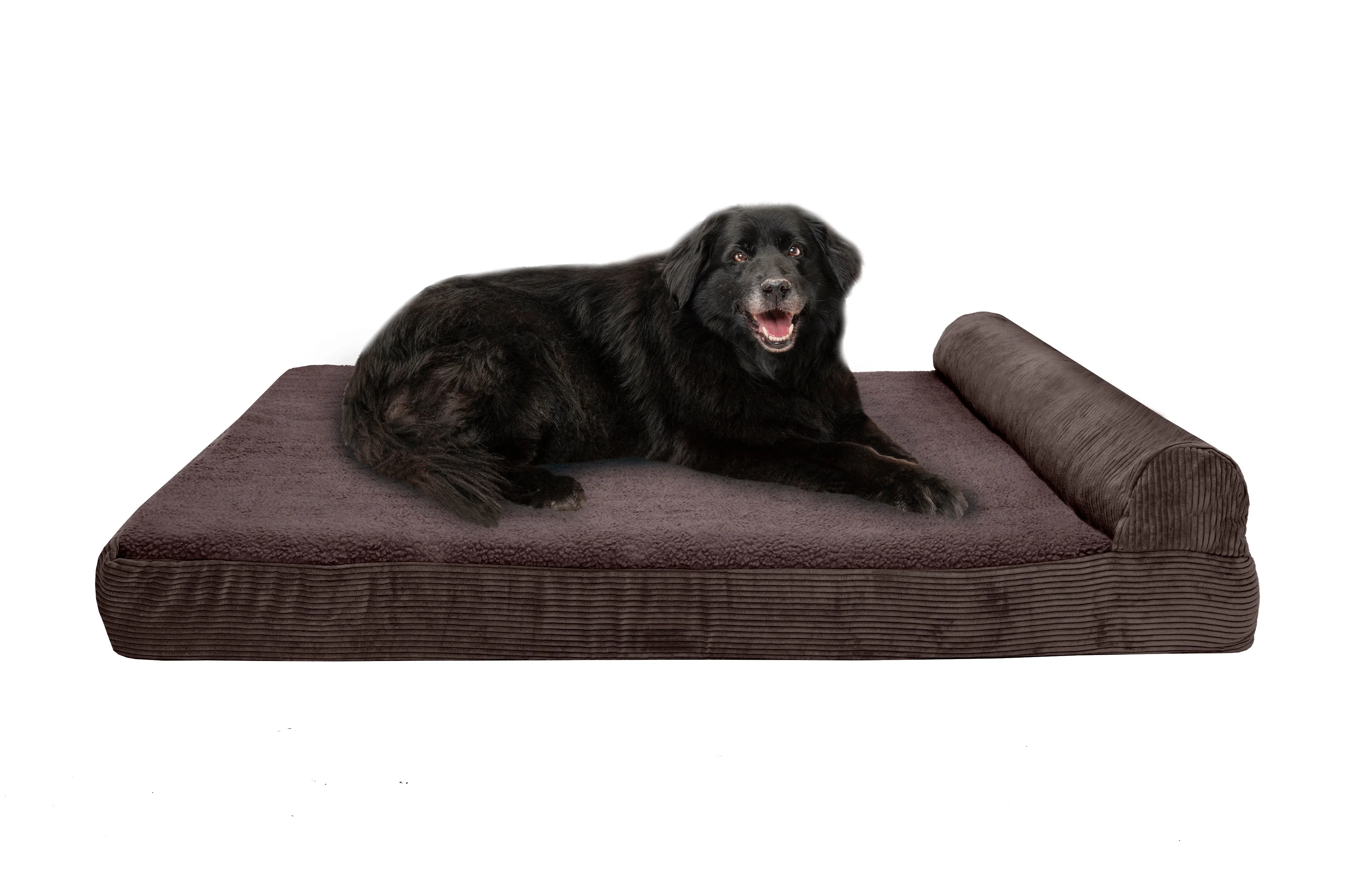 Chaise Lounge Dog Bed - Faux Fleece & Corduroy