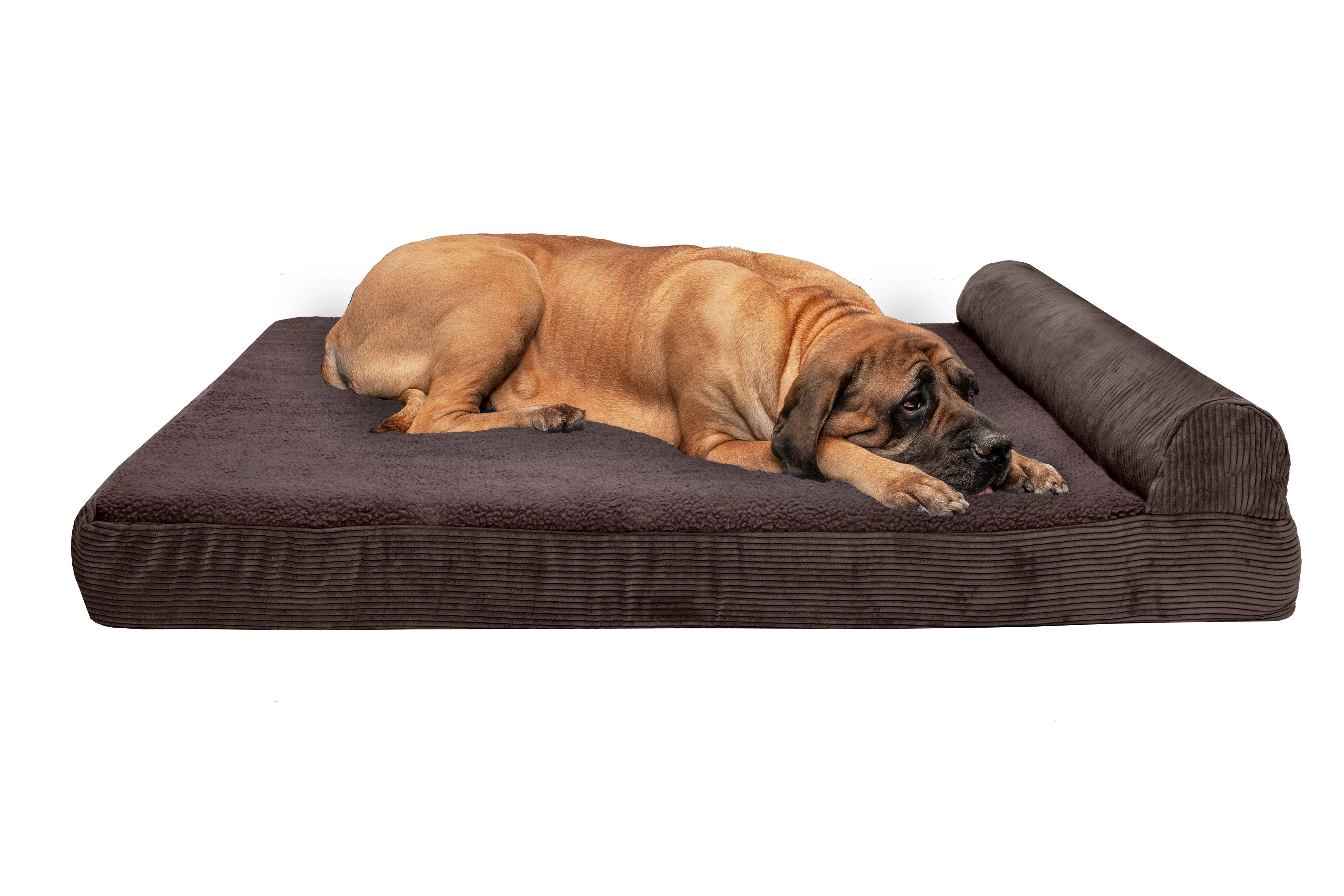 Chaise Lounge Dog Bed - Faux Fleece & Corduroy