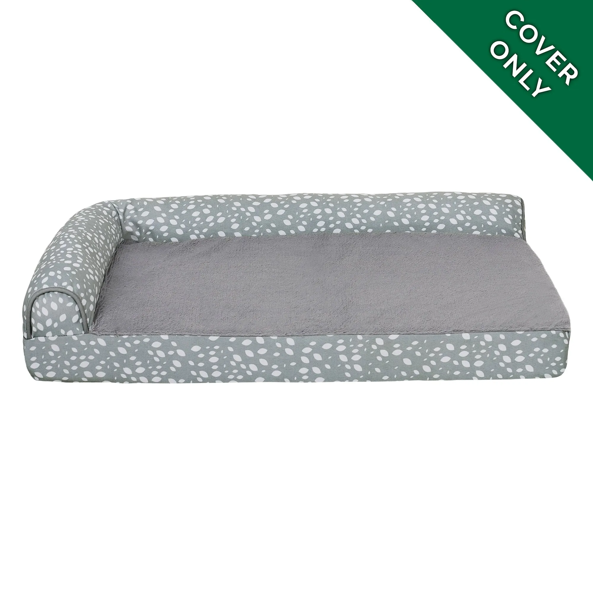 Chaise Lounge Dog Bed - Plush & Almond Print - Cover