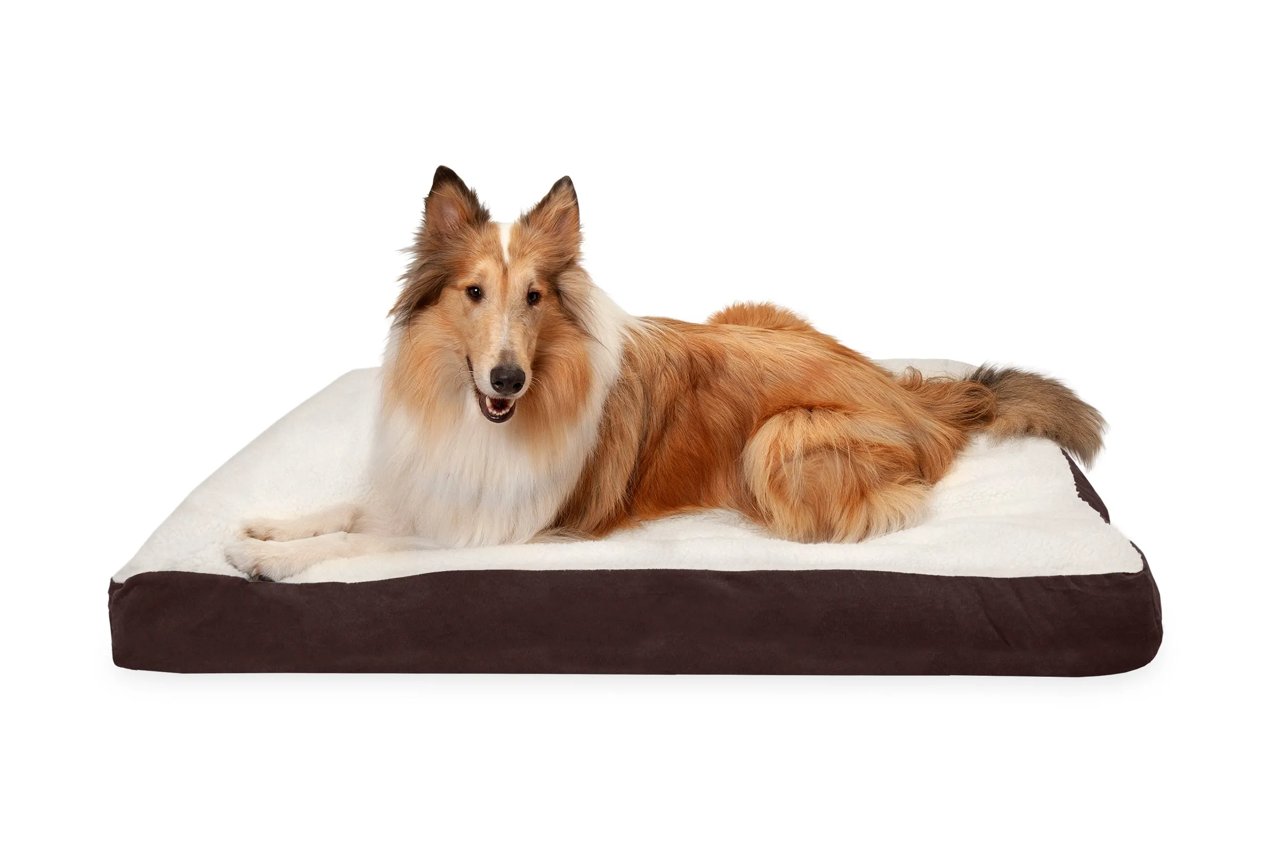 Deluxe Mattress Dog Bed - Faux Sheepskin & Suede