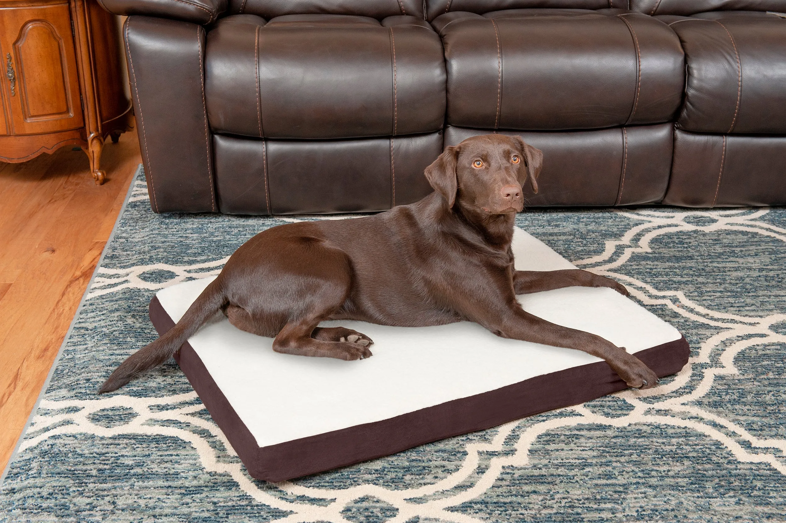 Deluxe Mattress Dog Bed - Faux Sheepskin & Suede