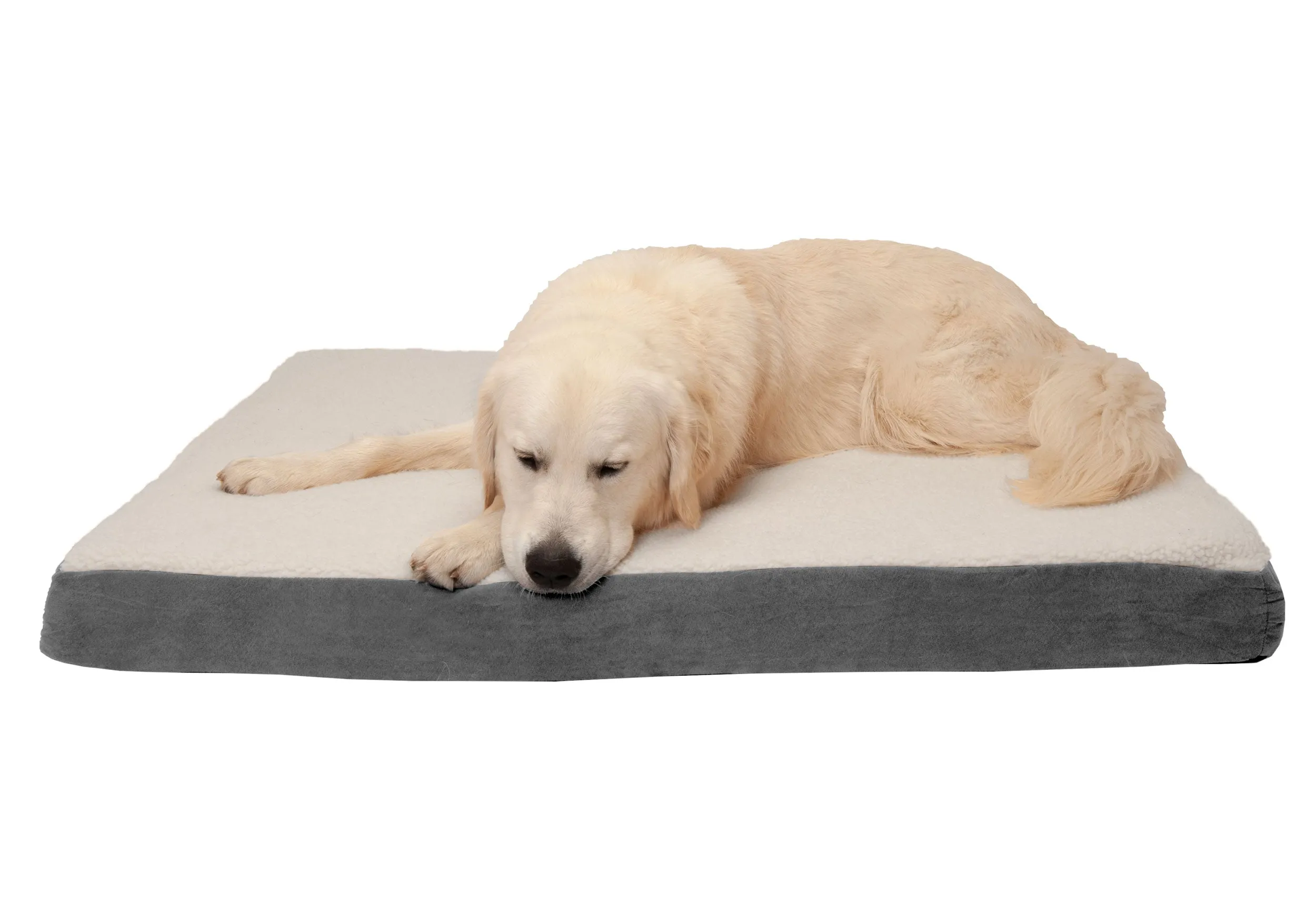 Deluxe Mattress Dog Bed - Faux Sheepskin & Suede