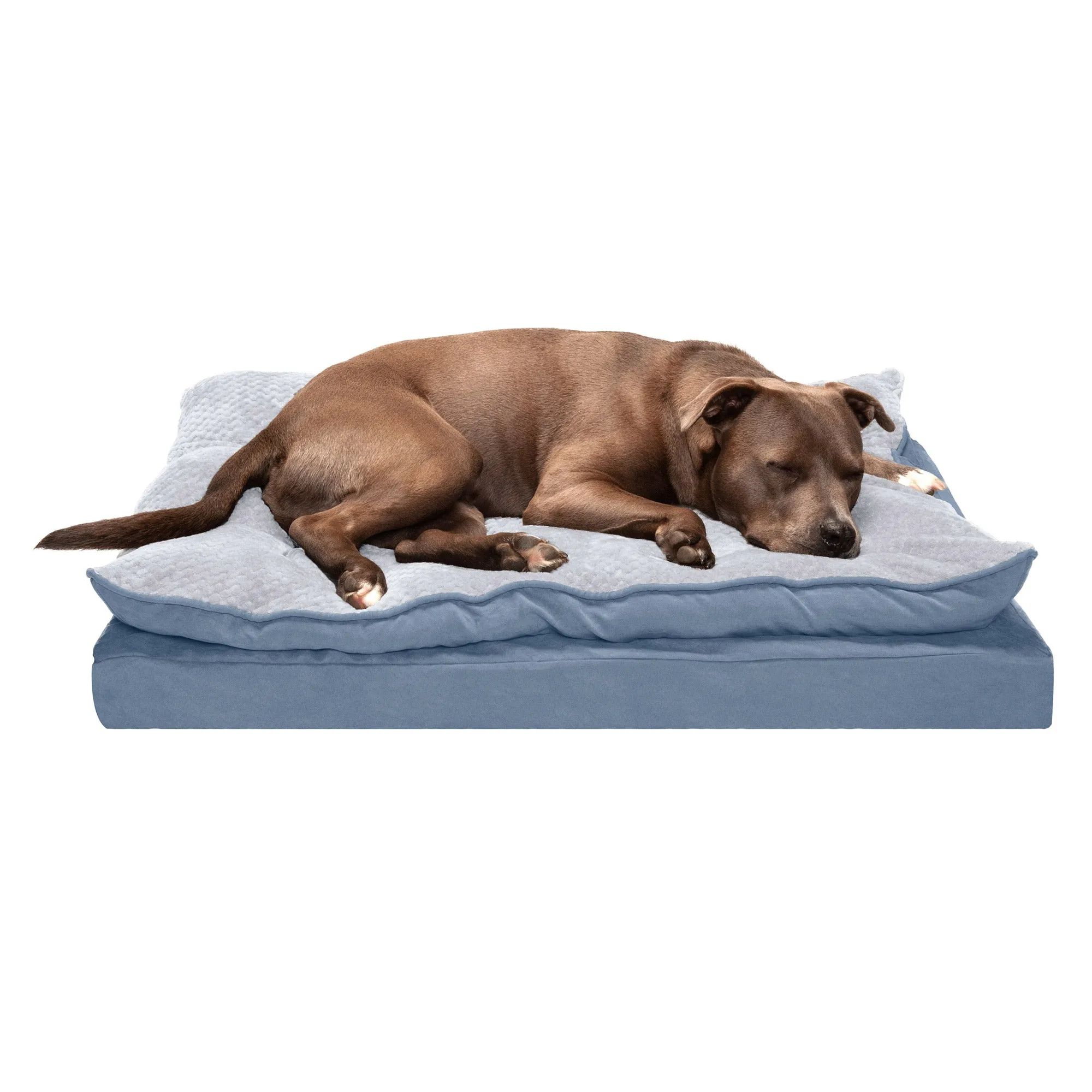 Deluxe Mattress Dog Bed - Minky Faux Fur and Suede Pillow Top