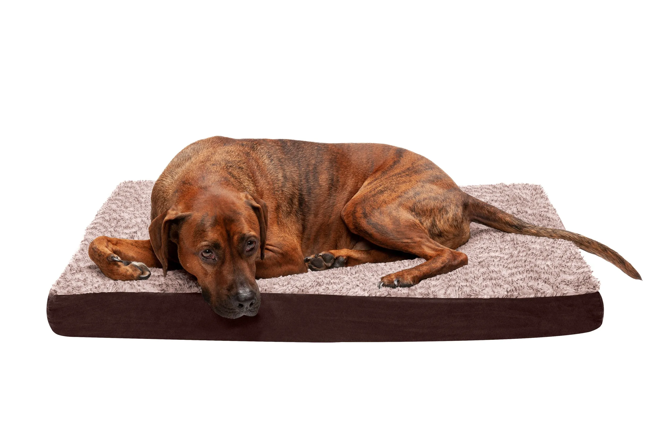 Deluxe Mattress Dog Bed - Two-Tone Faux Fur & Suede