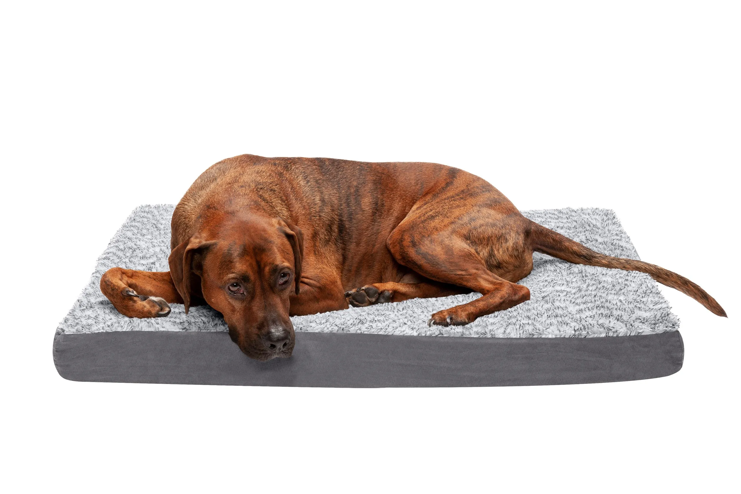 Deluxe Mattress Dog Bed - Two-Tone Faux Fur & Suede