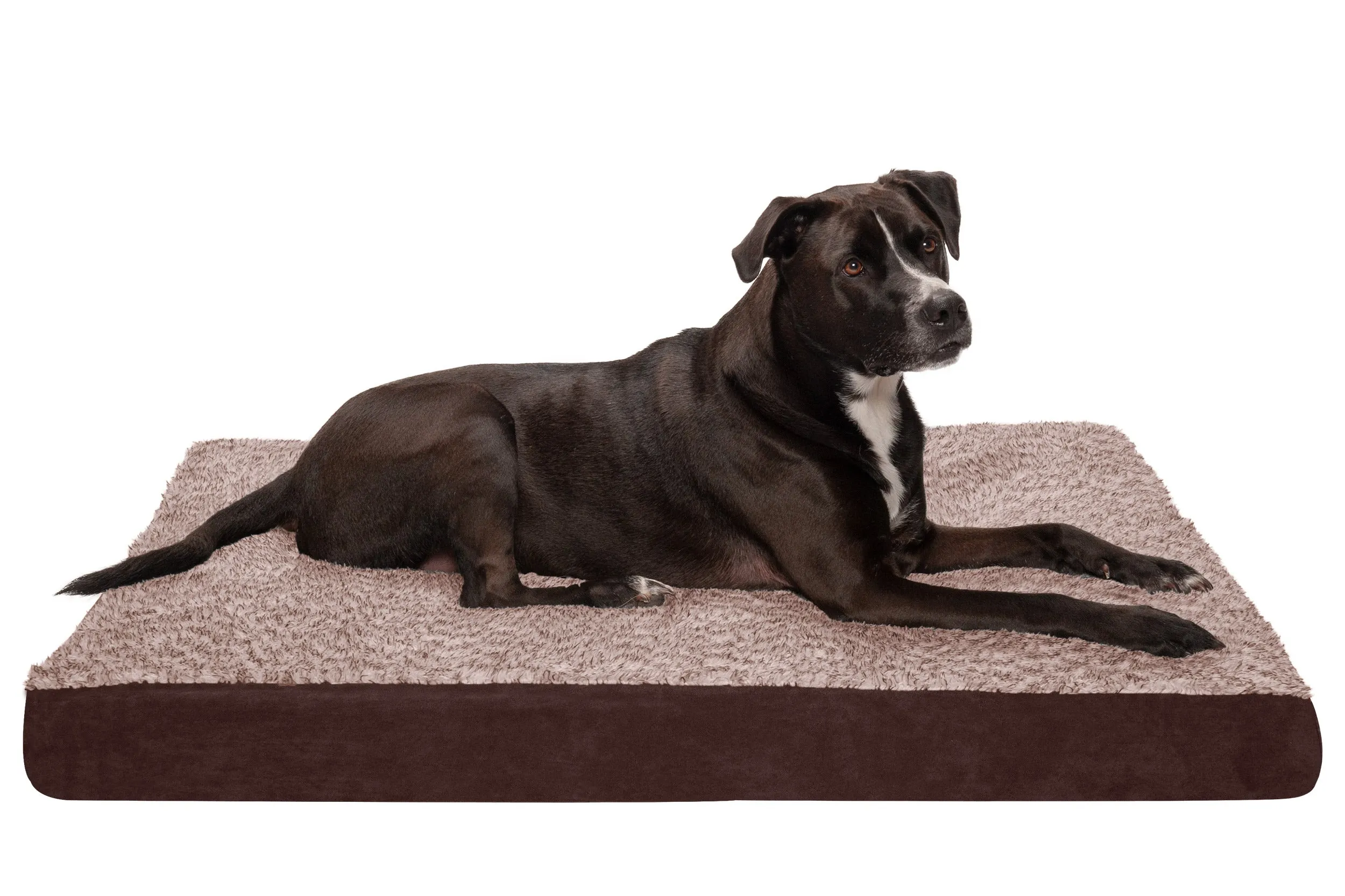 Deluxe Mattress Dog Bed - Two-Tone Faux Fur & Suede