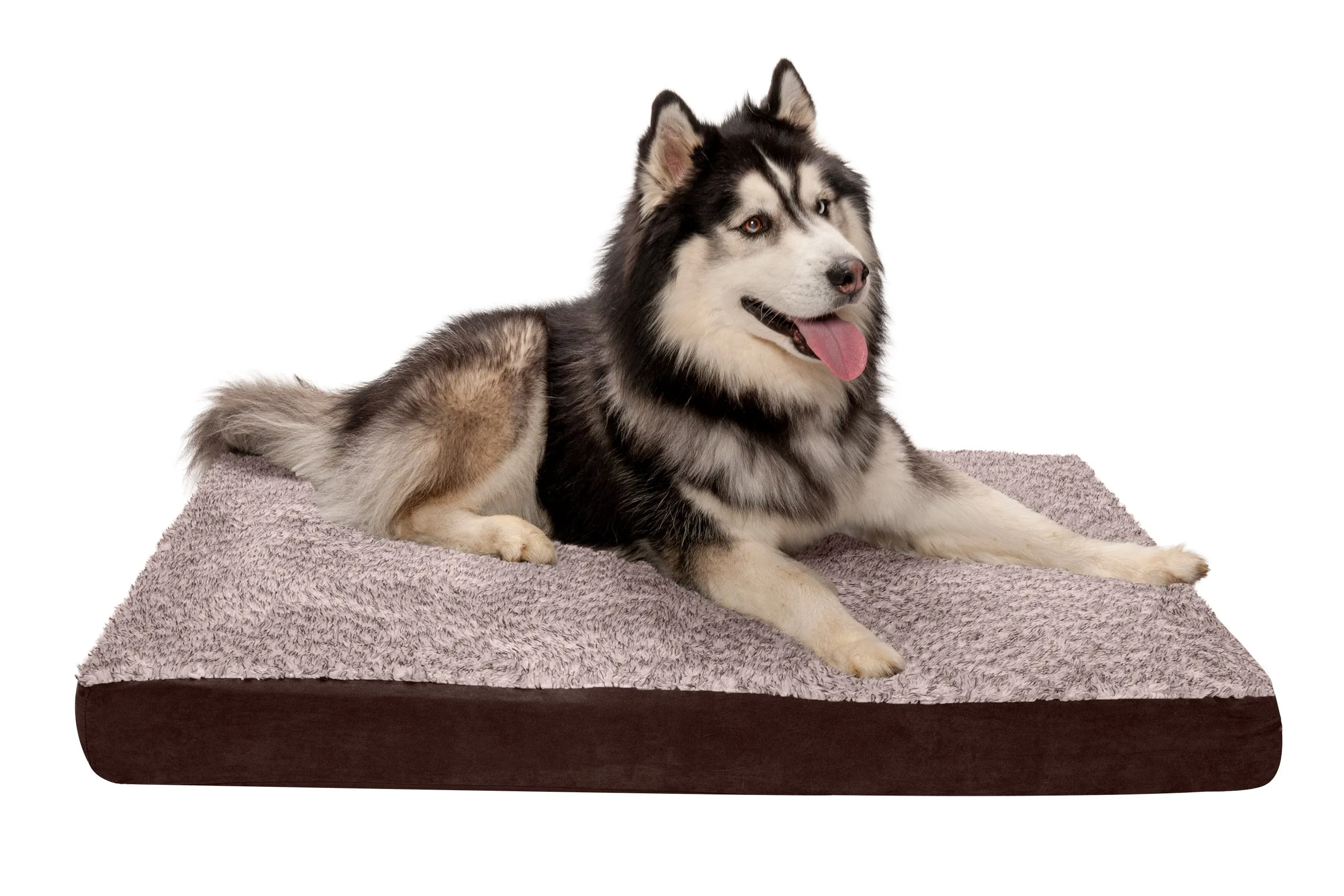 Deluxe Mattress Dog Bed - Two-Tone Faux Fur & Suede