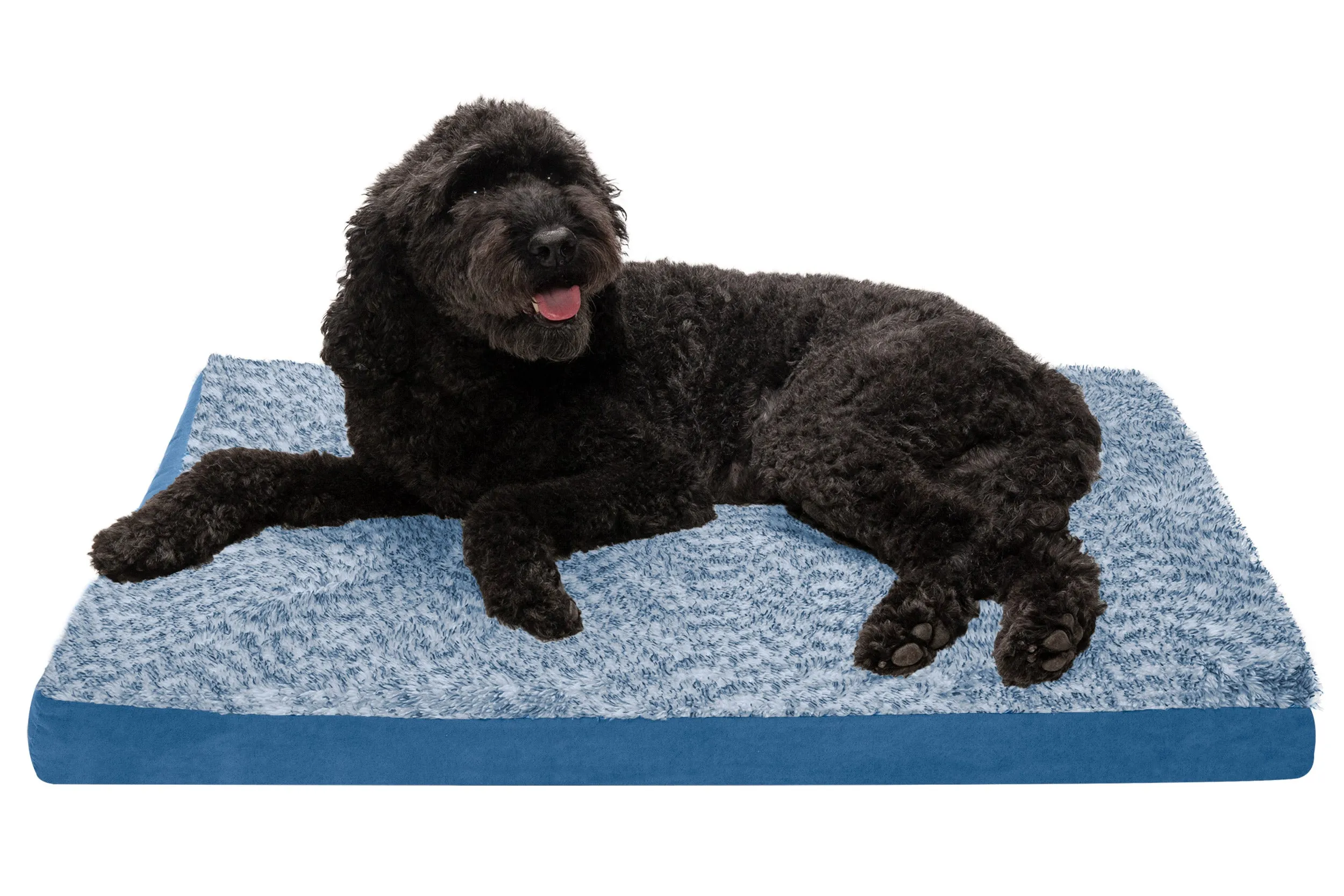 Deluxe Mattress Dog Bed - Two-Tone Faux Fur & Suede