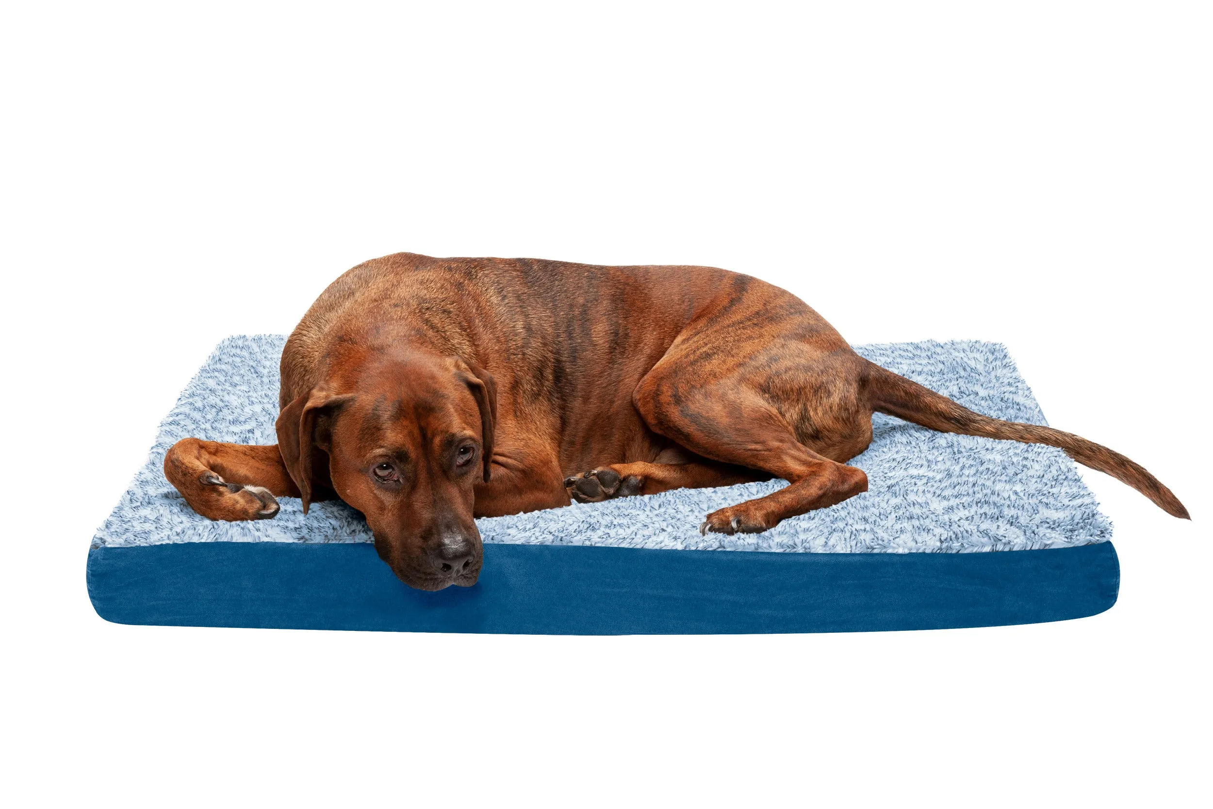 Deluxe Mattress Dog Bed - Two-Tone Faux Fur & Suede