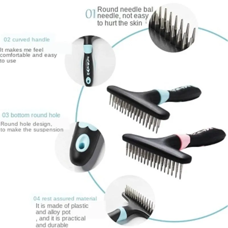 Deshedding Cat Comb Detangling Brush Long Hair Cat Grooming Tool