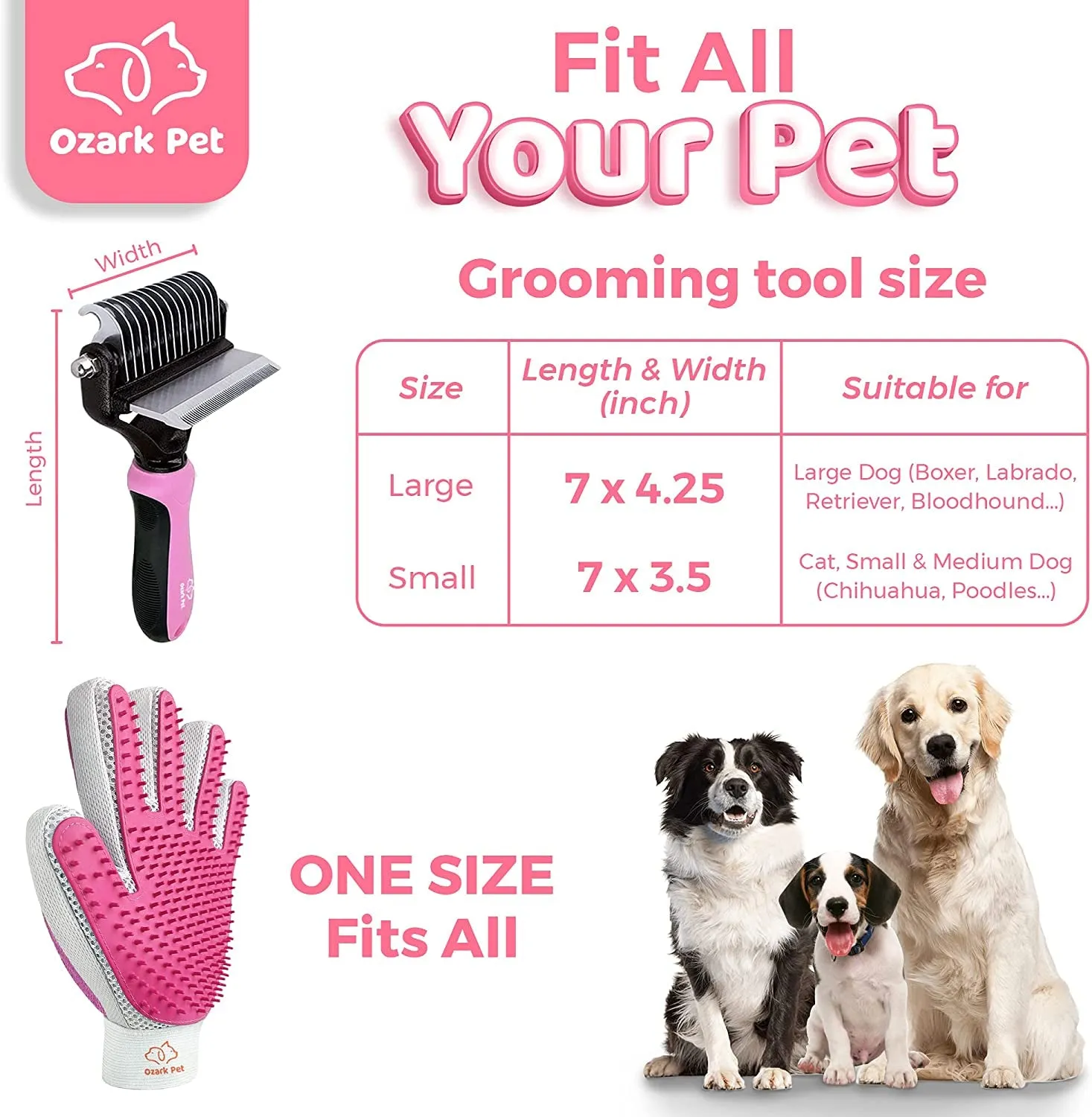 Dog Brush and Cat Brush-With Deshedding Brush