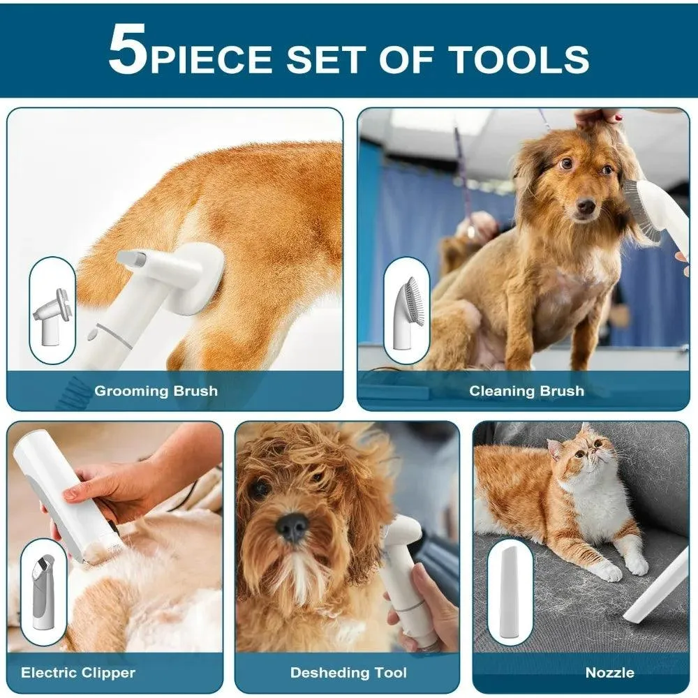 Dog Grooming Kit with Vacuum Cleaner - 5 Tools for Pet Grooming