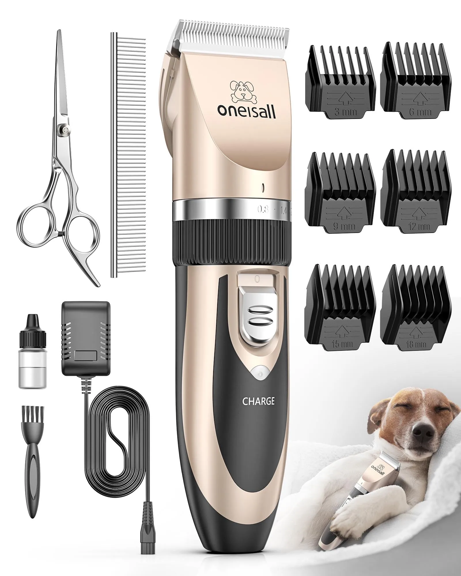 Dog Shaver Clippers Low Noise Rechargeable Cordless Electric Quiet Hair Clippers Set for Dogs Cats Pets