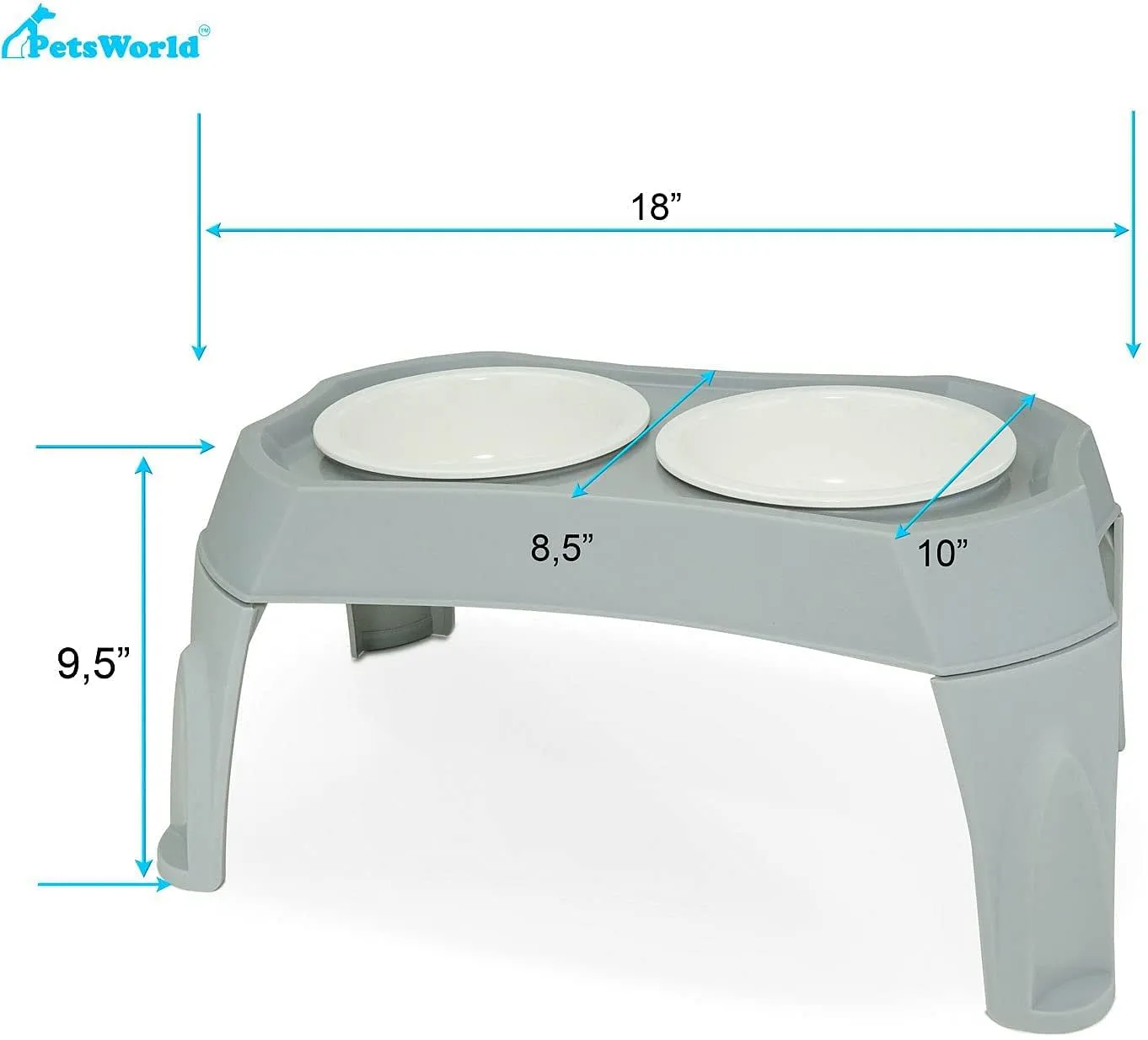 Double Pet Bowl with Elevated Stand, Raised Dog Bowls for Medium Dogs