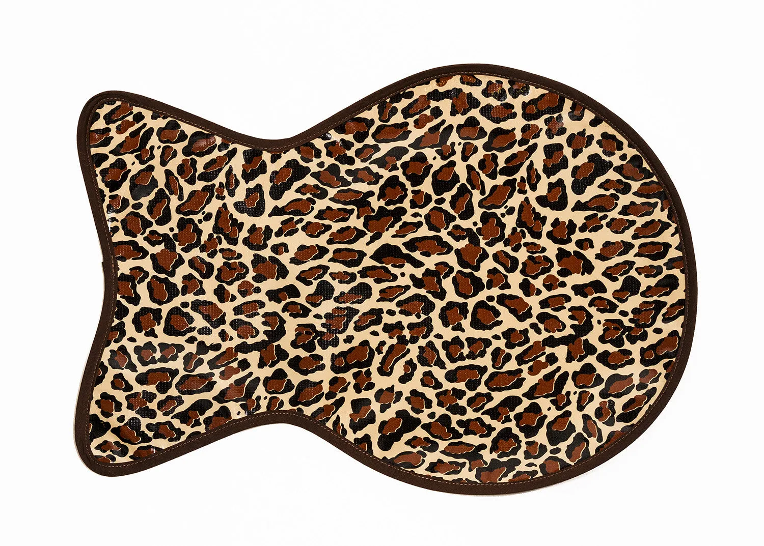 Freckled Sage Oilcloth Feeding Cat Mat in Leopard