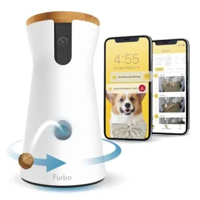 Furbo 360° Dog Camera w/Subscription [Premium Safety Package, 2023] Smart Camera Designed for Dogs, 360° View, Tracking, Treat toss, Barking Detection, Home Emergency alerts. Subscription Required