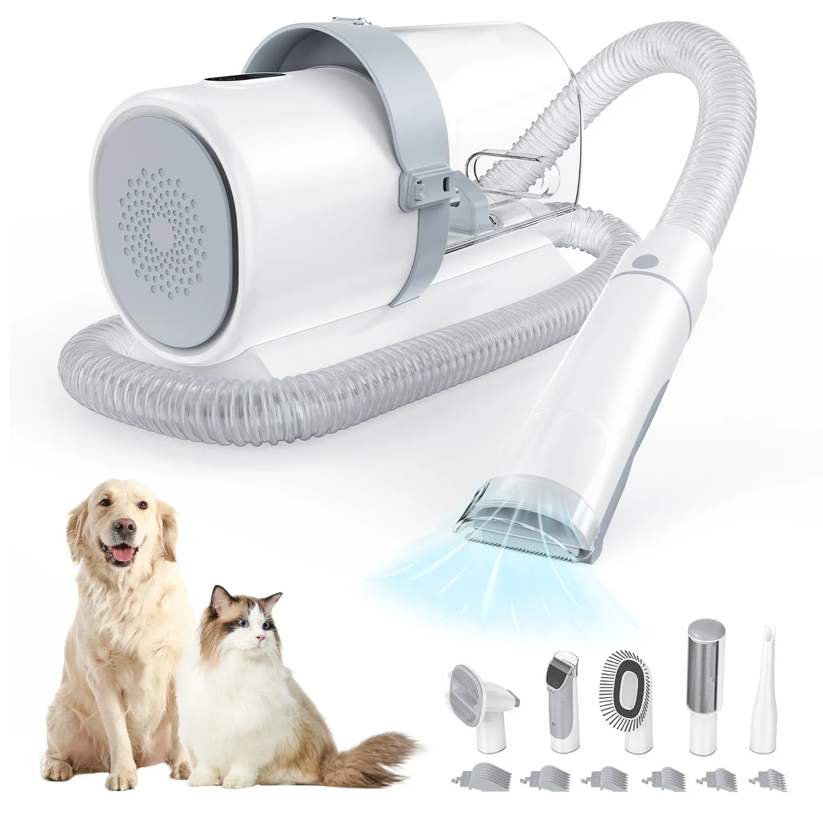 Grooming Vacuum with Cordless Clippers and 5 Groomer Tools for Dogs and Cats