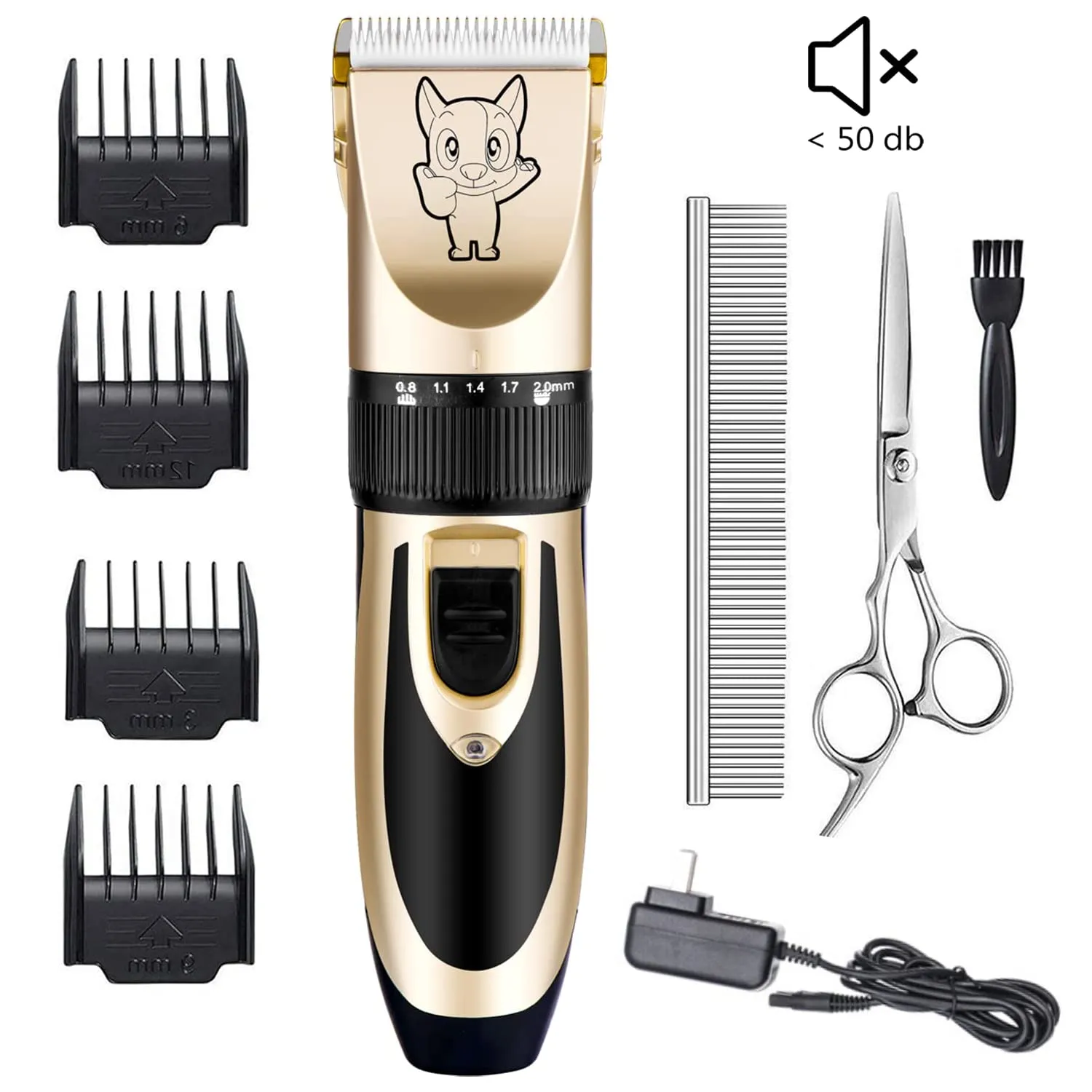 Highdas Quiet Electric Low Noise Dog Grooming Kit Clippers