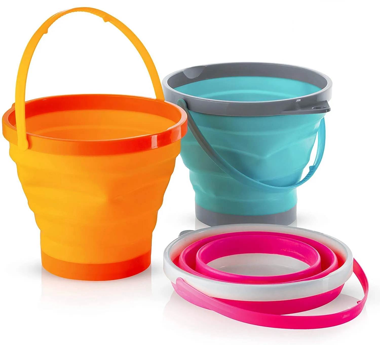 Large Foldable Pail Bucket Collapsible Buckets Multi Purpose For Beach, Camping Gear