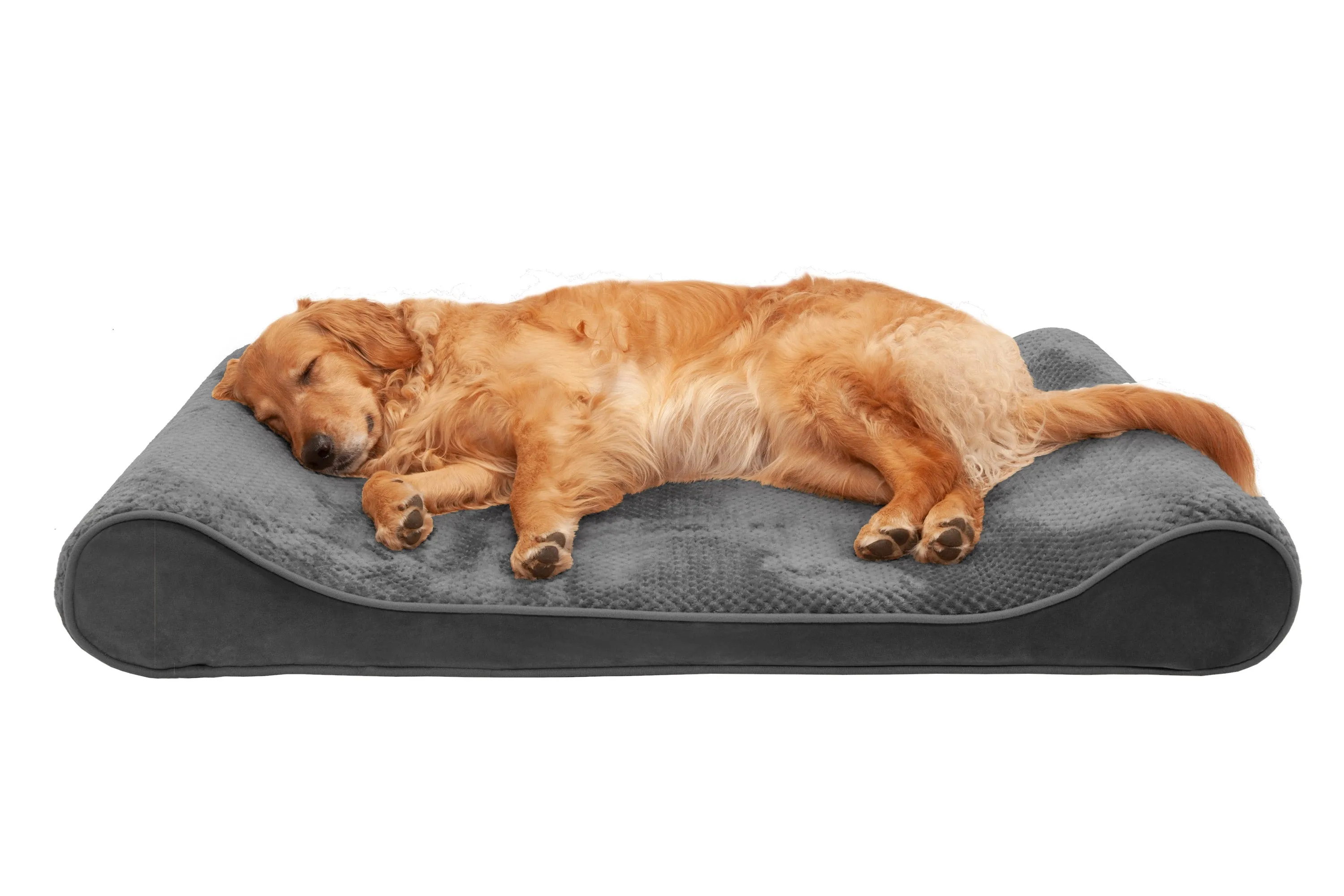 Luxe Lounger Contour Dog Bed - Minky Plush & Velvet