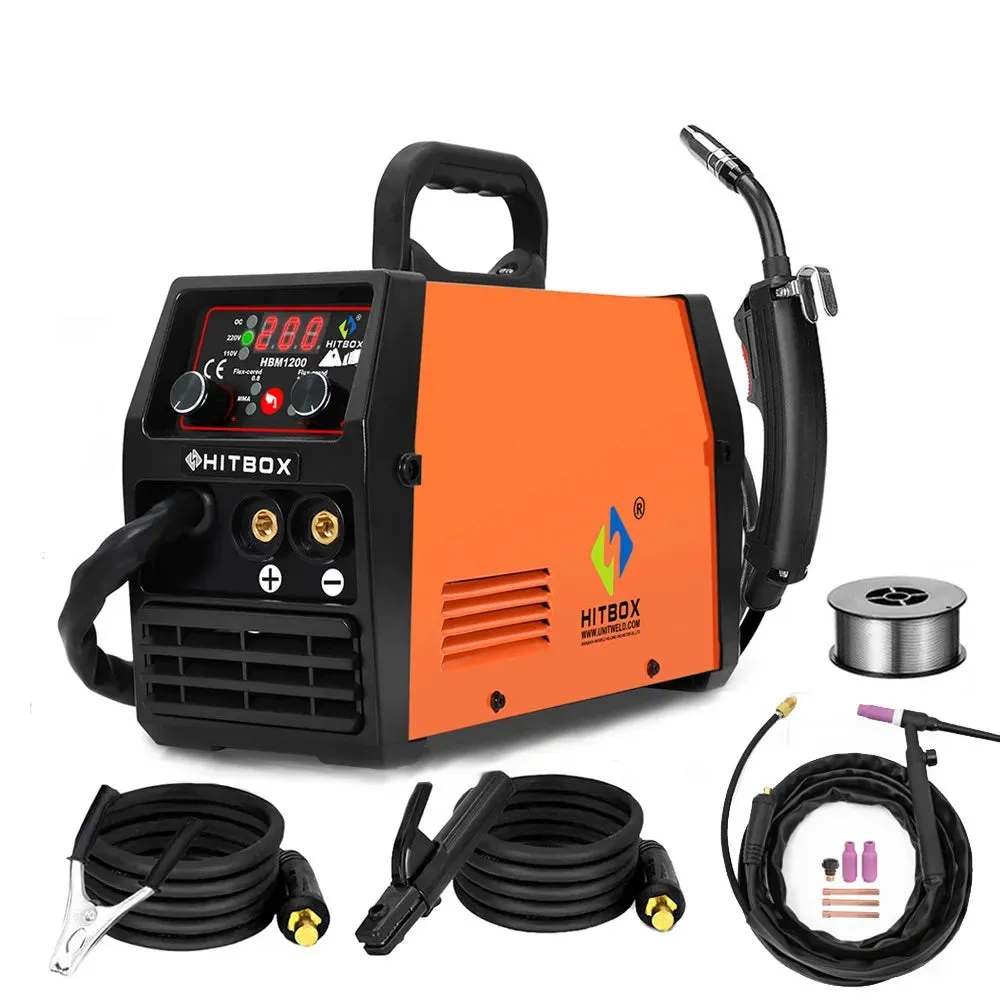 Mig Welder Semi-Automatic 110V 220V Inverter Tig Argon Arc Gas-Less Mig Welder 3 in 1 Synergy Welding Machine