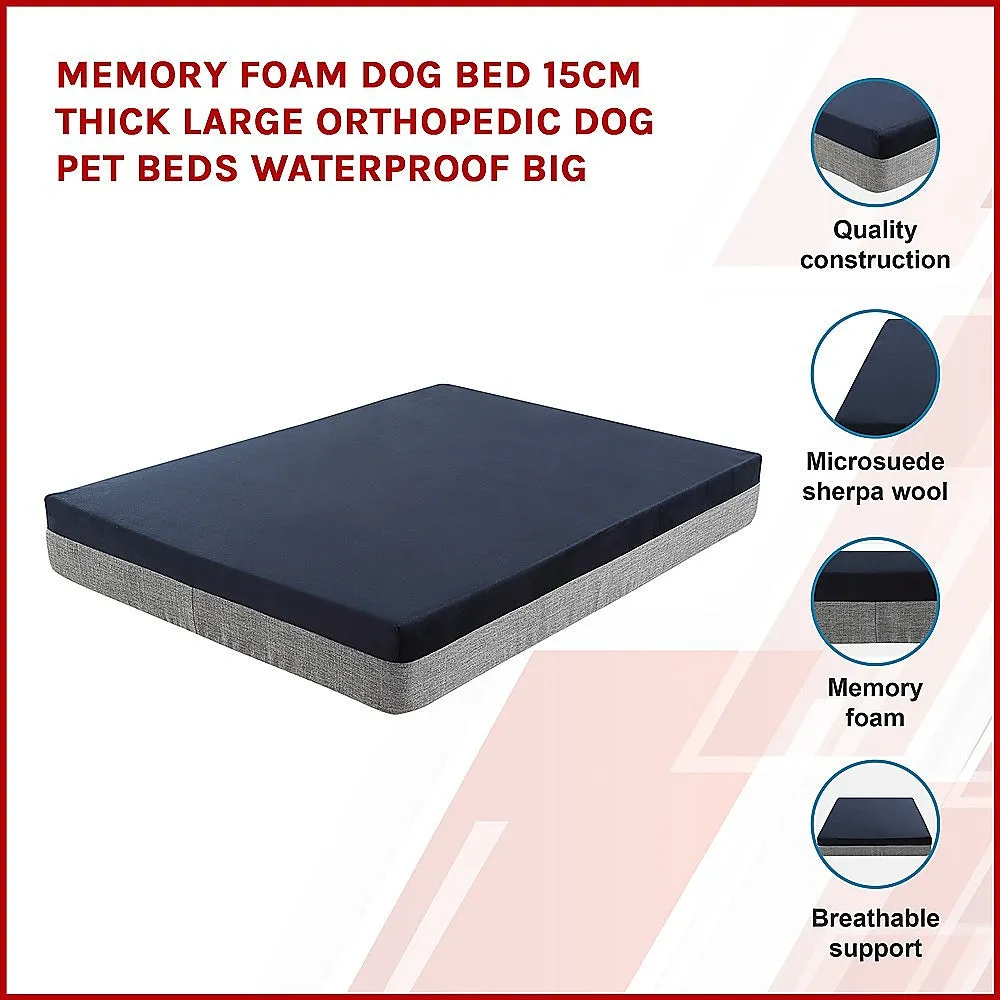 Orthopedic Memory Foam Dog Bed 15CM Thick, Waterproof, XL