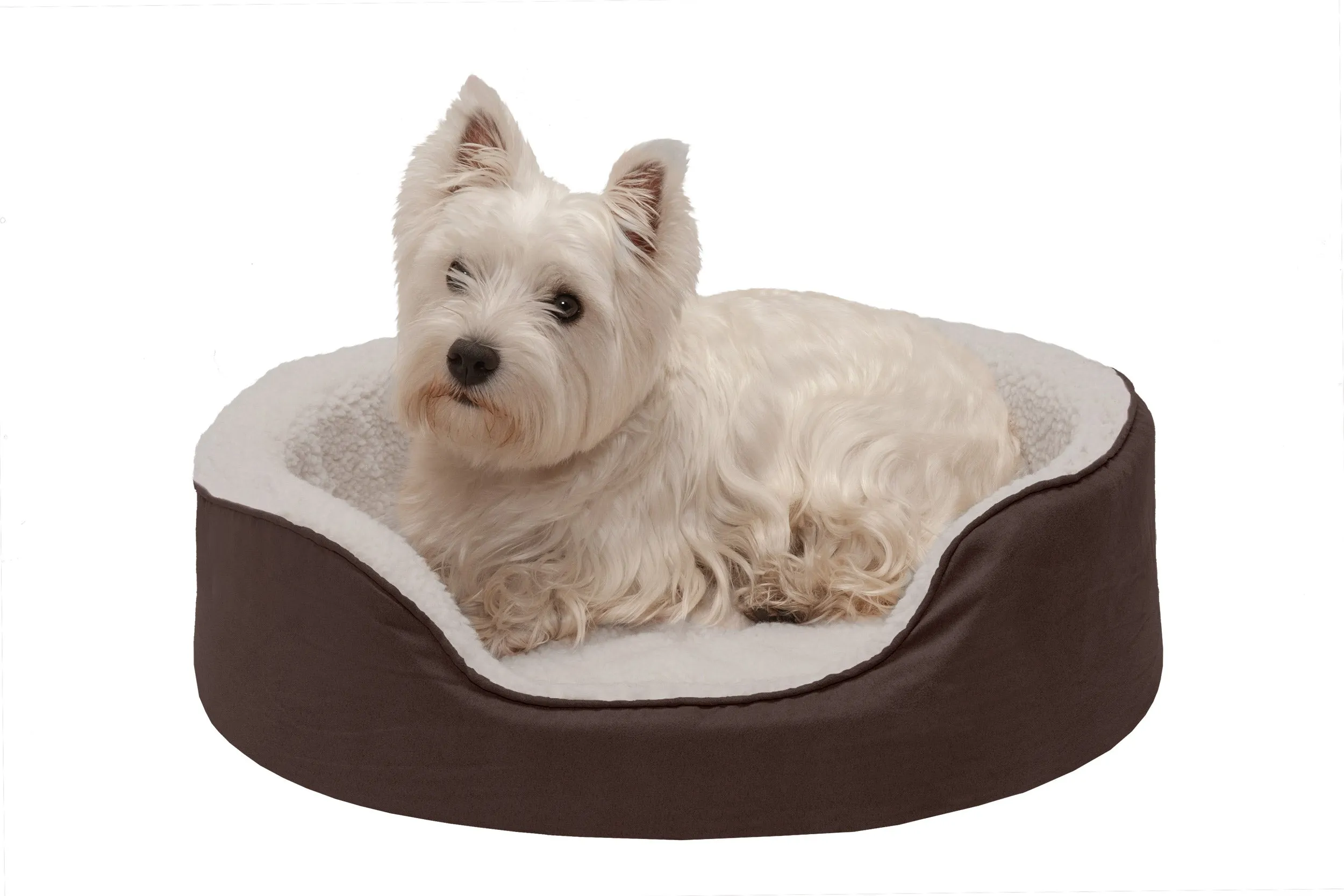 Oval Dog Bed - Faux Sheepskin & Suede