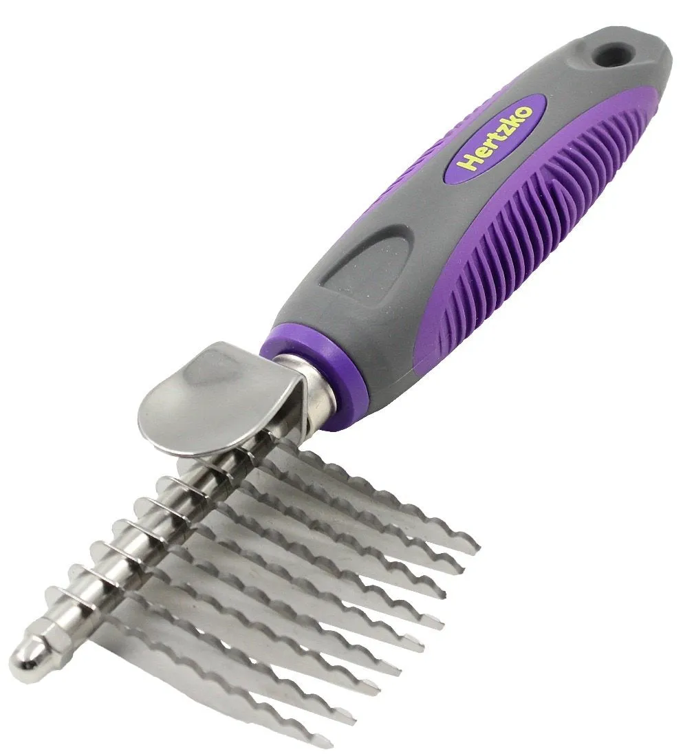 Pet Dematting Comb For Dogs Cats - Undercoat Rake Grooming Brush With Safety