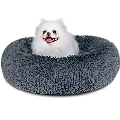 PETLAVISH ELITE™ Fluffy Calming Donut Dog/Cat Bed S-XXL: Cozy Plush Sleeping Kennel