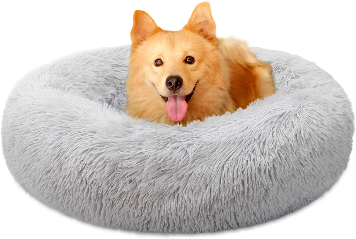 PETLAVISH ELITE™ Fluffy Calming Donut Dog/Cat Bed S-XXL: Cozy Plush Sleeping Kennel