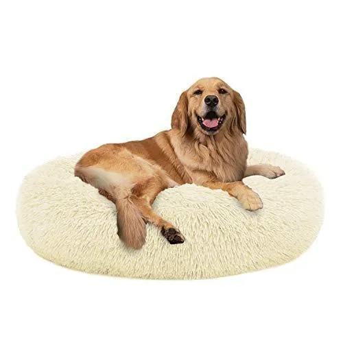 PETLAVISH ELITE™ Fluffy Calming Donut Dog/Cat Bed S-XXL: Cozy Plush Sleeping Kennel